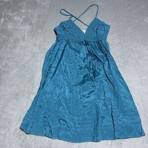 Vintage Y2K Charlotte Russe Dress Womens Medium Teal Fairy Spaghetti Strap‎